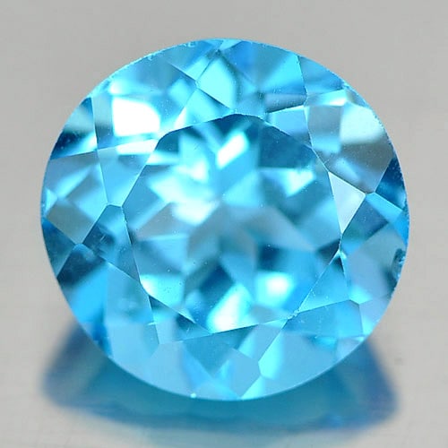 Natural Swiss Blue Topaz Gemstones 3.15 Ct. Round Shape 9 Mm.: Product ID: 807156327 Product Name: Natural Blue Topaz Weight: 3.15 CT. Size: 9 x 9 x 5.9 MM. Shape: Round Color: Swiss Blue Clarity:VSI Luster: Good Gems Origin: Brazil Treatment: Treated Crystal Str