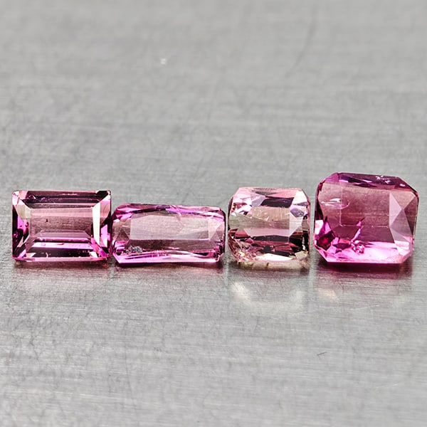 Natural Pink Tourmaline Gemstones 2.04 Ct. 4 Pcs. Mixed Shape Mixed Size: Product ID: 807250594 Product Name: Natural Tourmaline Weight: 2.04 CT. Size: 5.7 x 3.1 x 2.5 to 4.1 x 3.8 x 3.5 MM. Shape: Mixed Shape Color: Pink Clarity:VSI - SI1 Luster: Good Gems Origin: Nigeria 