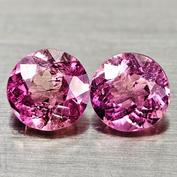 Natural Party Color Pink Tourmaline Gemstones 1.07 Ct. 2 Pcs. Round Shape 5.2 Mm.: Product ID: 807250696 Product Name: Natural Tourmaline Weight: 1.07 CT. Size: 5.2 x 5.2 x 3.2 MM. Shape: Round Color: Party Color Pink Clarity:SI Luster: Good Gems Origin: Nigeria Treatment: Unheated 