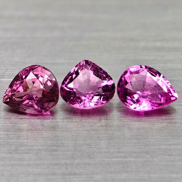 Natural Party Color Pink Tourmaline Gemstones 1.20 Ct. 3 Pcs. Pear Shape 5.8 x 4.5 Mm.: Product ID: 807250789 Product Name: Natural Tourmaline Weight: 1.20 CT. Size: 5.8 x 4.5 x 2.9 MM. Shape: Pear Shape Color: Party Color Pink Clarity:VSI Luster: Good Gems Origin: Nigeria Treatment: Unh