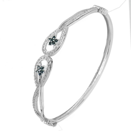 925 Sterling Silver Bangle Jewelry White Gold Plated Diameter 61 x 55 Mm.: Product ID: 220000125 Product Type: 925 Sterling Silver Fine Jewelry Jewelry Weight: 10.00 Grams. Gemstones Color: White Metal: Solid Silver 92.5%. Gemstone Detail: About 30.00 Grams. Round Blue CZ Si