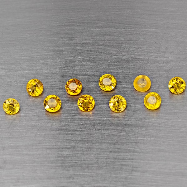 Natural Yellow Songea Sapphire Gemstones 1.97 Ct. 10 Pcs. Round Shape 3.8 Mm.: Product ID: 806130454 Product Name: Natural Yellow Sapphire Weight: 1.97 CT. Size: 3.8 x 3.8 x 2.8 MM. Shape: Round Color: Yellow Clarity:VSI Luster: Good Gems Origin: Tanzania Treatment: Heated Cryst