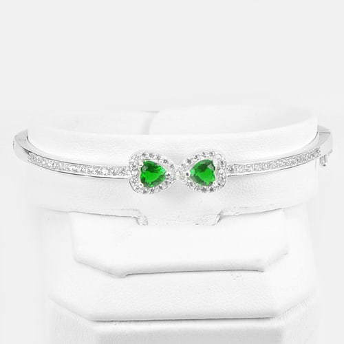 925 Sterling Silver Bangle Jewelry White Gold Plated 10.00 Grams Diameter 55 Mm.: Product ID: 280550094 Product Type: 925 Sterling Silver Fine Jewelry Jewelry Weight: 10.00 Grams. Gemstones Color: Silver Metal: Solid Silver 92.5%. Gemstone Detail: Heart Green CZ Size 5 x 5 mm. 2 Pc