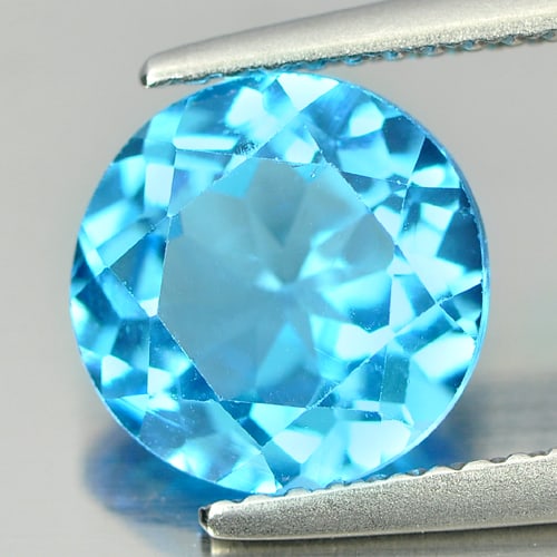 Natural Swiss Blue Topaz Gemstones 3.03 Ct. Round Shape 8.9 Mm.: Product ID: 807155949 Product Name: Natural Blue Topaz Weight: 3.03 CT. Size: 8.9 x 8.9 x 5.2 MM. Shape: Round Color: Blue Clarity:VSI Luster: Good Gems Origin: Brazil Treatment: Treated Crystal Struc