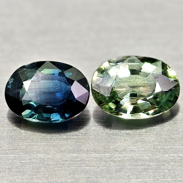 Natural Blue Green Sapphire Gemstones 0.92 Ct. 2 Pcs. Oval Shape 5.3 x 4 Mm. (1 of 3)