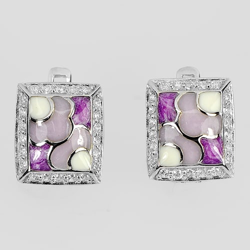 925 Sterling Silver Earrings Jewelry 4.89 Grams with Multi-Color Enamel (1 of 3)