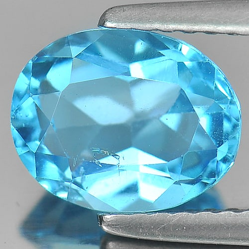 Natural Swiss Blue Topaz Gemstones 2.40 Ct. Oval Shape 9 x 7.1 Mm.: Product ID: 807164132 Product Name: Natural Blue Topaz Weight: 2.40 CT. Size: 9 x 7.1 x 4.8 MM. Shape: Oval Color: Swiss Blue Clarity:VSI Luster: Good Gems Origin: Brazil Treatment: Treated Crystal St