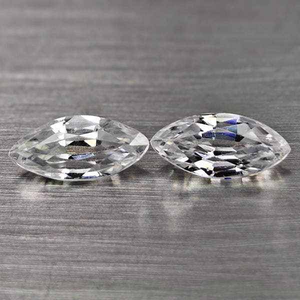 Natural White Zircon Gemstones 1.74 Ct. 2 Pcs. Marquise Shape 8.2 x 3.9 Mm.: Product ID: 807742957 Product Name: Natural Zircon Weight: 1.74 CT. Size: 8.2 x 3.9 x 2.9 MM. Shape: Marquise Color: White Clarity:VSI Luster: Good Gems Origin: Cambodia Treatment: Heated Crystal Stru