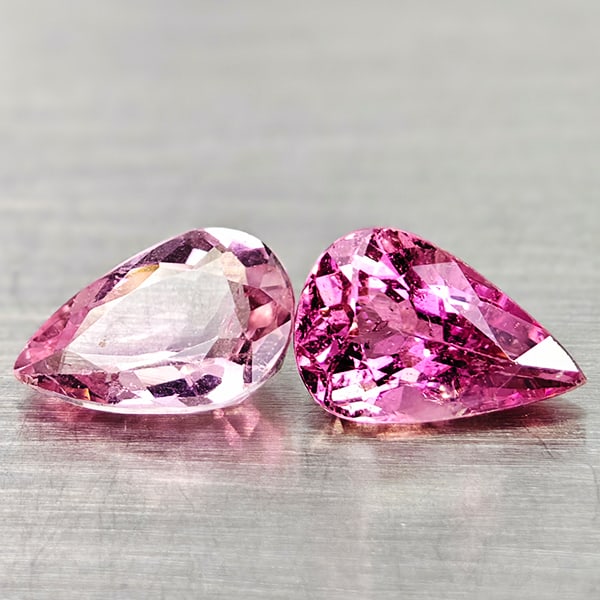Natural Pink Tourmaline Gemstones 1.55 Ct. 2 Pcs Pear Shape 7.8 x 5.2 Mm.: Product ID: 807250709 Product Name: Natural Tourmaline Weight: 1.55 CT. Size: 7.8 x 5.2 x 3.7 MM. Shape: Pear Shape Color: Pink Clarity:SI Luster: Good Gems Origin: Nigeria Treatment: Unheated Crystal