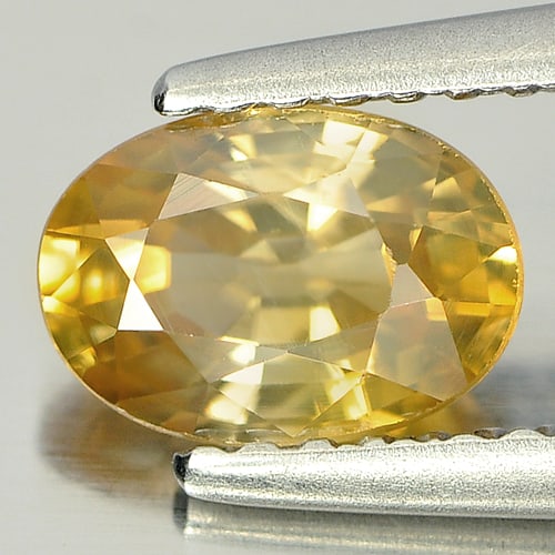Natural Yellow Zircon Gemstones 1.34 Ct. Oval Shape 7 x 5 Mm.: Product ID: 807728742 Product Name: Natural Zircon Weight: 1.34 CT. Size: 7 x 5 x 3.6 MM. Shape: Oval Color: Yellow Clarity:VVS Luster: Very Good Gems Origin: Cambodia Treatment: Heated Crystal Struct