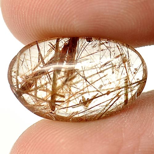 Natural Rutilated Quartz Gemstones 7.86 Ct. Fancy Cabochon Shape 18.4 x 11.4 Mm. (1 of 3)