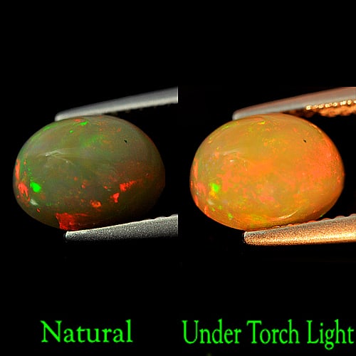 Natural Multi Color Opal Gemstones 1.84 Ct. Oval Cabochon Shape 9 x 7 Mm.: Product ID: 818727027 Product Name: Natural Opal Weight: 1.84 CT. Size: 9 x 7 x 5.5 MM. Shape: Oval Cabochon Color: Multi-Color Clarity:Semi - Transparent Luster: Iridescent Gems Origin: Ethiopia Trea