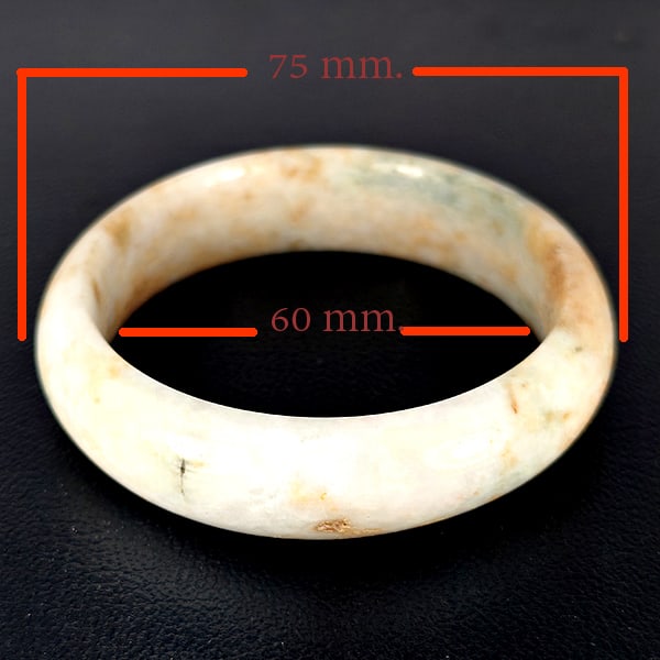 Natural Multi Color Jade Gemstones Bangle 330.25 Ct. Diameter 60 Mm.: Product ID: 819816328 Product Name: Natural Jade Weight: 330.25 CT. Size: 75 x 60 MM. Shape: Round Shape Color: Multi-Color Clarity:Opaque Luster: None Gems Origin: Thailand Treatment: Unheated Crysta