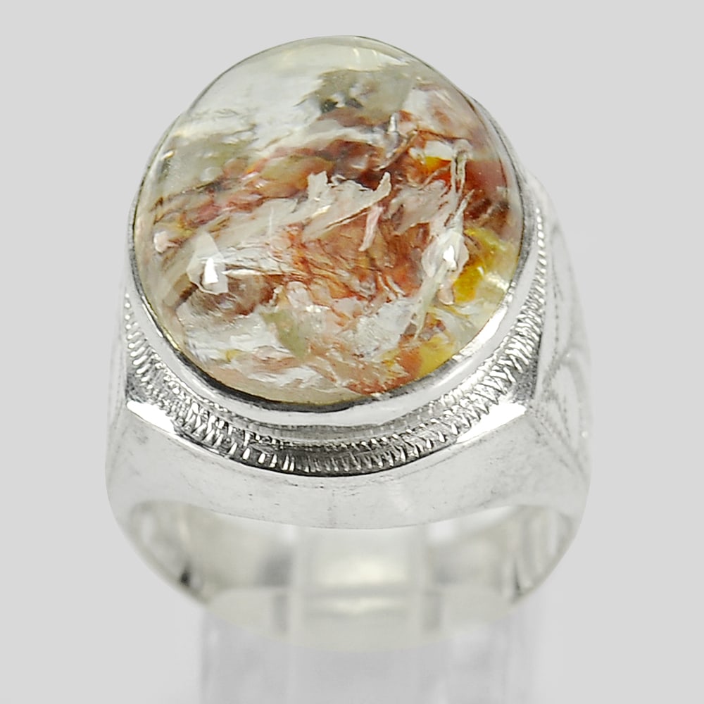 Natural Moss Quartz Gemstones 925 Sterling Silver Ring Jewelry Size 10 (1 of 3)