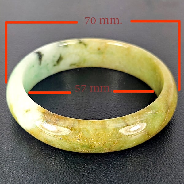 Natural Multi Color Jade Gemstones Bangle 251.15 Ct. Diameter 5.7 Mm.: Product ID: 819816331 Product Name: Natural Jade Weight: 251.15 CT. Size: 70 x 57 MM. Shape: Round Shape Color: Multi-Color Clarity:Opaque Luster: None Gems Origin: Thailand Treatment: Unheated Crysta