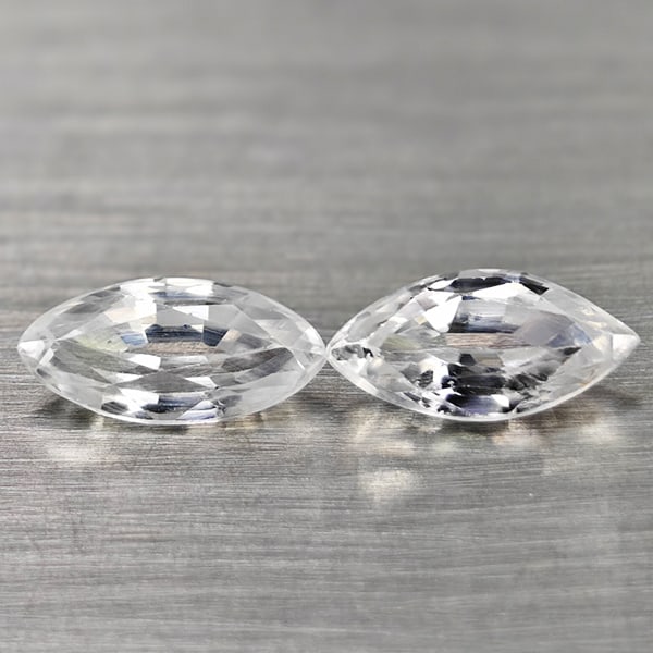 Natural Gems White Color Zircon Gemstones 1.34 Ct. 2 Pcs. Marquise Shape 8.4 x 6.1 Mm. (1 of 3)