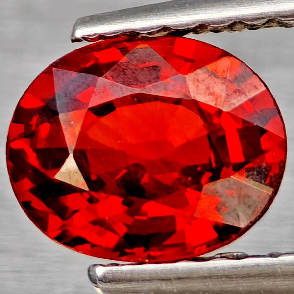 Natural Orangish Red Spessartine Garnet Gemstones 1.22 Ct. Oval Shape 6.8 x 5.5 Mm.: Product ID: 802937082 Product Name: Natural Garnet Weight: 1.22 CT. Size: 6.8 x 5.5 x 3.3 MM. Shape: Oval Shape Color: Orangish Red Clarity:VSI Luster: Good Gems Origin: Namibia Treatment: Unheated Cr