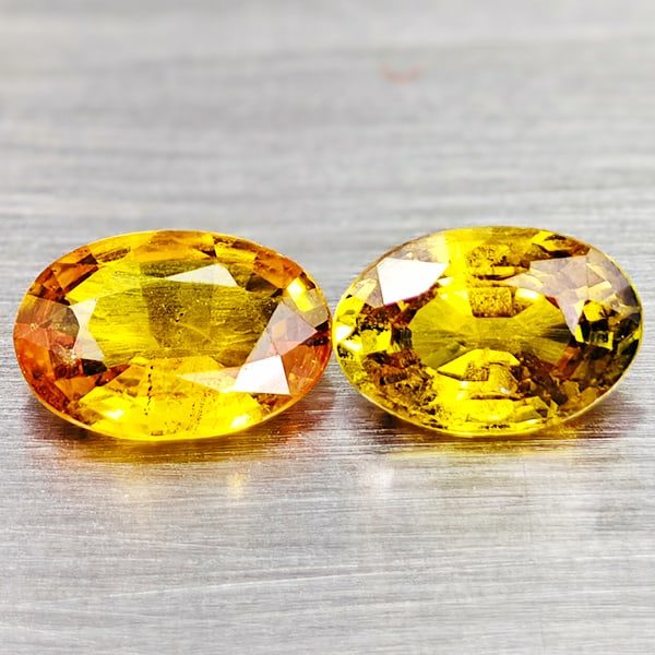 Natural Yellow Fancy Color Songea Sapphire Gemstones 1.00 Ct. 2 Pcs Oval Shape 5.8 x 3.9 Mm.: Product ID: 806162119 Product Name: Natural Blue Sapphire Weight: 1.00 CT. Size: 5.8 x 3.9 x 2.7 MM. Shape: Oval Color: Yellow Fancy Color Clarity:VSI Luster: Good Gems Origin: Tanzania Treatment: Hea