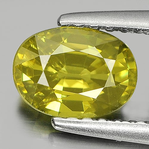 Natural Yellowish Green Demantoid Garnet Gemstones 1.12 Ct. Oval Shape 7 x 5.2 Mm. (1 of 3)