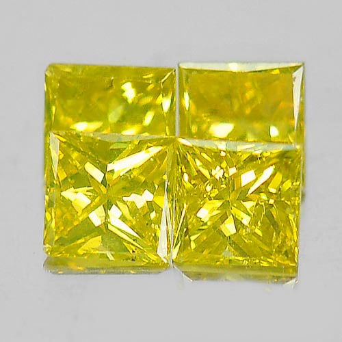 Natural Yellow Loose Diamond 0.39 Ct. 4 Pcs. Square Princess Cut 2.6 Mm.: Product ID: 802102953 Product Name: Natural Enhanced Diamond Weight: 0.39 CT. Size: 2.6 x 2.6 x 1.9 MM. Shape: Square Princess Cut Color: Yellow Clarity:SI1 Luster: Scintillating Gems Origin: Belgium 