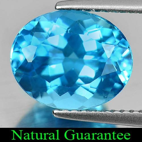 Natural Swiss Blue Topaz Gemstones 4.48 Ct. Oval Shape 11 x 9 Mm.: Product ID: 807160648 Product Name: Natural Blue Topaz Weight: 4.48 CT. Size: 11 x 9 x 6.3 MM. Shape: Oval Color: Swiss Blue Clarity:VVS Luster: Very Good Gems Origin: Brazil Treatment: Treated Crysta