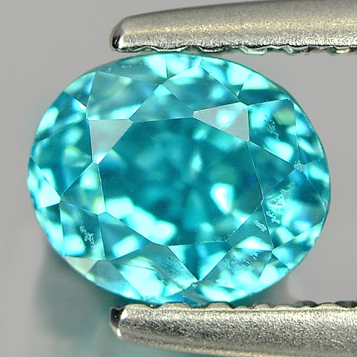 Natural Blue Color Zircon Gemstones 1.68 Ct. Oval Shape 6.3 x 5.3 Mm. (1 of 3)