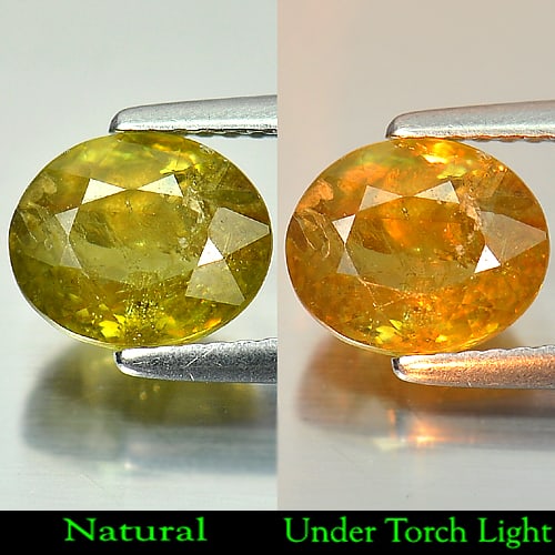 Natural Multi Color Titanium Sphene Gemstones Red Spark 2.53 Ct. Oval Shape 8.6 x 7.1 Mm.: Product ID: 806505031 Product Name: Natural Sphene Weight: 2.53 CT. Size: 8.6 x 7.1 x 4.9 MM. Shape: Oval Color: Multi Color With Red Spark Clarity:SI Luster: Good Gems Origin: Madagascar Treatment: U