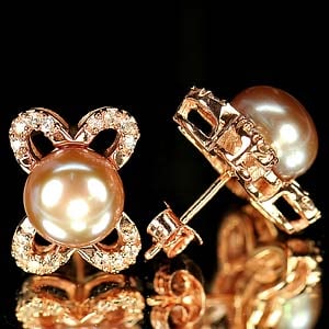 Natural Purplish Pink Pearl with 925 Sterling Silver Earrings Jewelry 4.81 Grams Rose Gold Plated: Product ID: 207101051 Product Type: 925 Sterling Silver Fine Jewelry Jewelry Weight: 4.81 Grams. Gemstones Color: Purplish Pink Metal: Solid Silver 92.5%. Gemstone Detail: Center: Round Cabochon Natur
