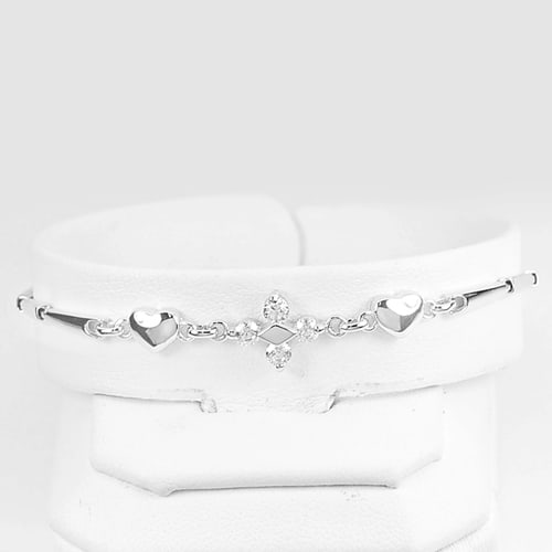 925 Sterling Silver Bracelet Jewelry White Gold Plated 4.20 Grams Length 6.5 Inch.: Product ID: 280560105 Product Name: Natural Fashion Jewelry Weight: 4.20 CT. Size: 6.5 Inch. MM. Shape: Bracelet Color: White Clarity:None Luster: None Gems Origin: Thailand Treatment: None Crystal St