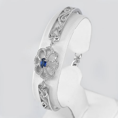 925 Sterling Silver Bangle Jewelry White Gold Plated 12.20 G. Diameter 65 Mm.: Product ID: 280550056 Product Type: 925 Sterling Silver Fine Jewelry Jewelry Weight: 12.20 Grams. Gemstones Color: Blue Metal: Solid Silver 92.5%. Gemstone Detail: Oval Blue CZ Size 6 x 4 mm. 1 Pc. Ro
