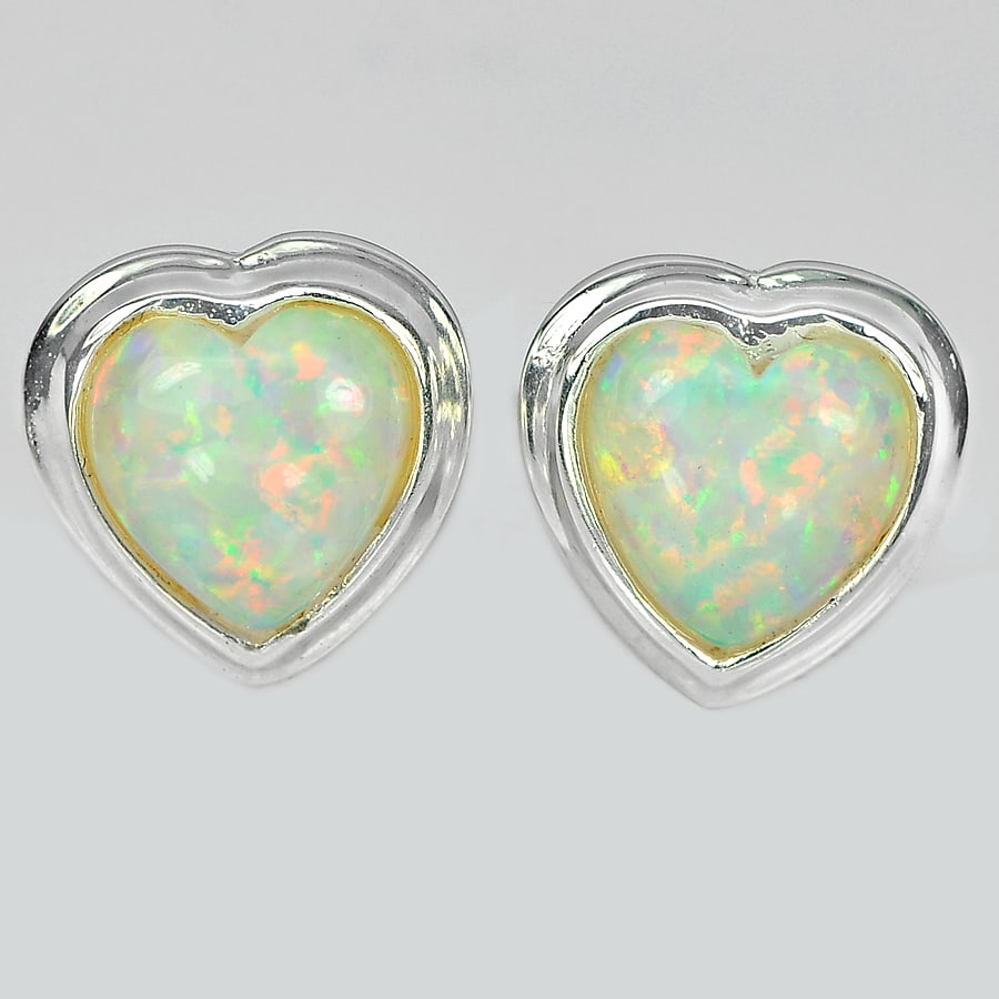 925 Sterling Silver Stud Earrings Jewelry 1.50 Grams with Multi Color White Created Opal: Product ID: 280220010 Product Type: 925 Sterling Silver Fine Jewelry Jewelry Weight: 1.50 Grams. Gemstones Color: Multi-Color Metal: Solid Silver 92.5%. Gemstone Detail: Average Range 1.50 - 1.65 Gram