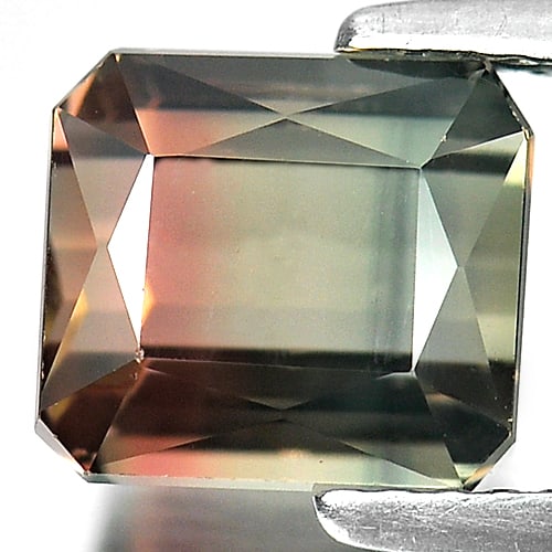 Natural Bi Color Tourmaline Gemstones 3.85 Ct. Clean Octagon 7.8 x 7.1 x 6.6 Mm. (1 of 3)