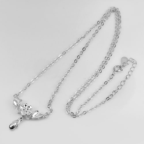 990 Sterling Silver Necklace Jewelry 4.05 Grams Length 18 Inch. (1 of 3)
