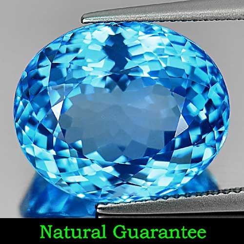 Natural Swiss Blue Topaz Gemstones 18.98 Ct. Clean Oval 16.7 x 14.1 Mm.: Product ID: 807164369 Product Name: Natural Blue Topaz Weight: 18.98 CT. Size: 16.7 x 14.1 x 10.3 MM. Shape: Oval Color: Swiss Blue Clarity:IF Luster: Very Good Gems Origin: Brazil Treatment: Treated 