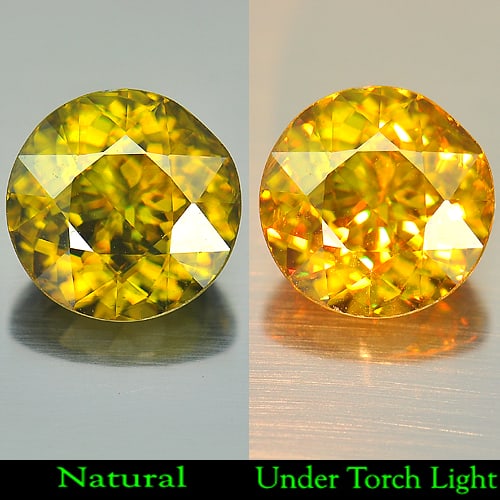 Natural Multi Color Sphene Red Spark Gemstones 2.67 Ct. Round Shape Size 8.5 Mm.: Product ID: 806504321 Product Name: Natural Sphene Weight: 2.67 CT. Size: 8.5 x 8.5 x 5.1 MM. Shape: Round Color: Multi Color With Red Spark Clarity:SI Luster: Adamantine Gems Origin: Madagascar Treat