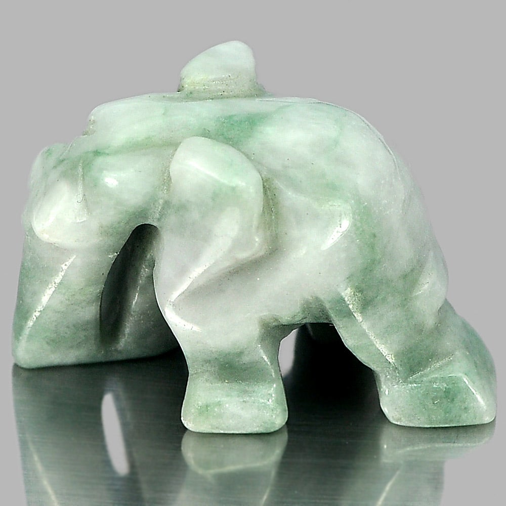 Natural Green White Jade Gemstones 49.20 Ct. Elephant Carving Shape 27 x 18 Mm.: Product ID: 819812996 Product Name: Natural Jade Weight: 49.20 CT. Size: 27 x 18 x 16 MM. Shape: Elephant Carving Color: Green Clarity:Opaque Luster: Good Gems Origin: Thailand Treatment: Unheated Cry