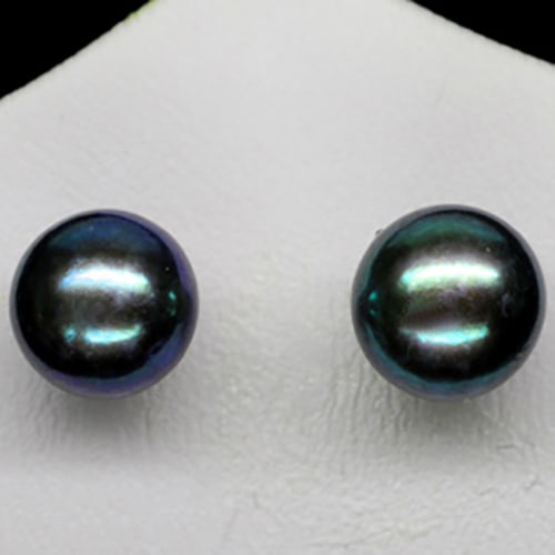 Natural Multi Color Pearl 8 Mm. with 925 Sterling Silver Earring Jewelry 7.31 Ct.: Product ID: 805201976 Product Name: Natural Pearl Jewerly Weight: 7.31 CT. Size: 8 x 8 x 6.2 MM. Shape: Round Cabochon Color: Multi Color Clarity:Strong Iridescent Luster: Good Gems Origin: China Trea