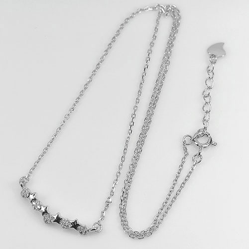 925 Sterling Silver Necklace Jewelry white Gold Plated 2.60 Grams Length 16 Inch. (1 of 3)