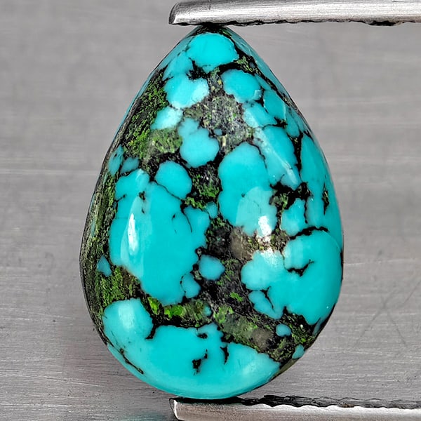 Natural Multi Color Green Turquoise Gemstones 3.19 Ct. Pear Shape Cabochon 13 x 9.5 Mm. (1 of 3)