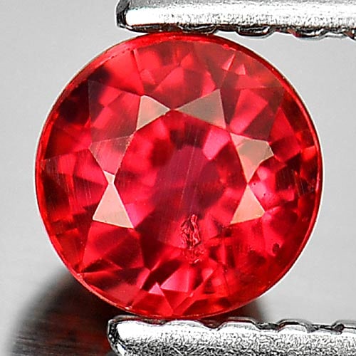 Natural Red Songea Sapphire Gemstones 0.62 Ct. Round Shape 4.5 Mm.: Product ID: 806158680 Product Name: Natural Red Sapphire Weight: 0.62 CT. Size: 4.5 x 4.5 x 3.6 MM. Shape: Round Color: Red Clarity:VSI Luster: Very Good Gems Origin: Tanzania Treatment: Heated Crysta