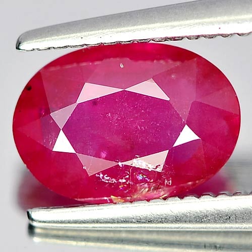Natural Purplish Pink Ruby Gemstones 1.54 Ct. Oval Shape 8.2 x 5.8 Mm.: Product ID: 805920261 Product Name: Natural Ruby Weight: 1.54 CT. Size: 8.2 x 5.8 x 3.3 MM. Shape: Oval Color: Purplish Pink Clarity:VSI Luster: Good Gems Origin: Mozambique Treatment: Heated (Lead-gl