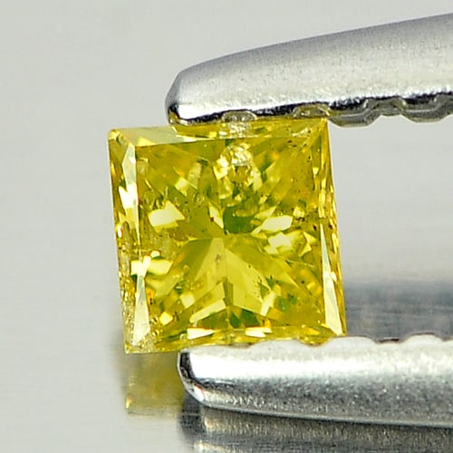 Natural Yellow Loose Diamond 0.09 Ct. Square Princess Cut 2.6 Mm.: Product ID: 802104092 Product Name: Natural Enhanced Diamond Weight: 0.09 CT. Size: 2.6 x 2.6 x 1.7 MM. Shape: Square Princess Cut Color: Yellow Clarity:SI1 Luster: Good Gems Origin: Belgium Treatment