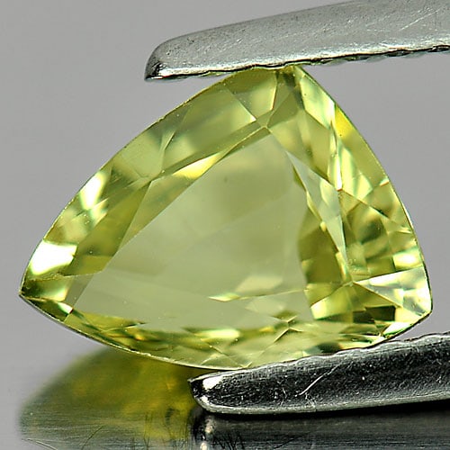 Natural Greenish Yellow Chrysoberyl Gemstones 1.47 Ct. Trilliant Shape 8.7 x 6.5 Mm. (1 of 3)