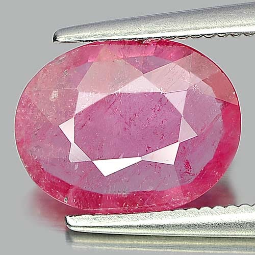 Natural Red Pink Ruby Gemstones 2.14 Ct. Oval Shape 10.3 x 8.1 Mm.: Product ID: 805914490 Product Name: Natural Ruby Weight: 2.14 CT. Size: 10.3 x 8.1 x 2.5 MM. Shape: Oval Color: Red Pink Clarity:VSI Luster: Good Gems Origin: Mozambique Treatment: Heated (Lead-glass 