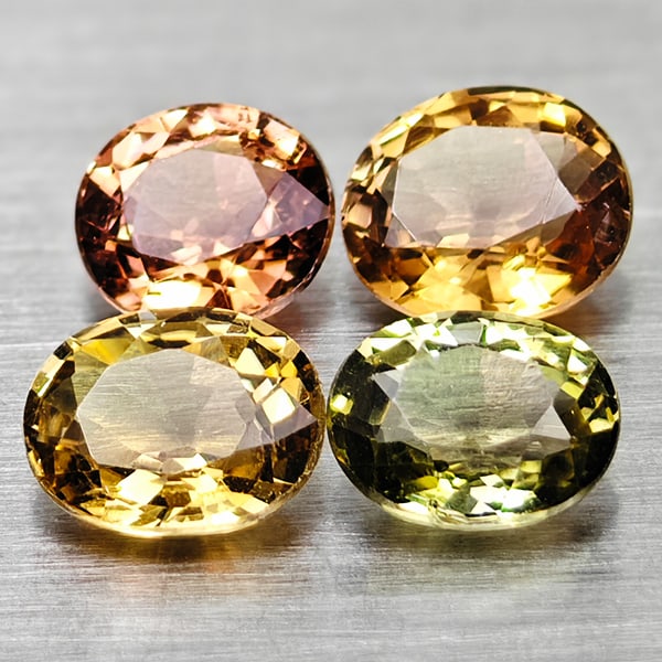 Natural Gemstones Party Color Tourmaline Gemstones 1.63 Ct. 4 Pcs. Oval Shape: Product ID: 807250812 Product Name: Natural Tourmaline Weight: 1.63 CT. Size: 4.6 x 4.1 x 2.9 to 5.2 x 4.2 x 2.6 MM. Shape: Oval Color: Party Color Clarity:VSI Luster: Good Gems Origin: Nigeria Treatm