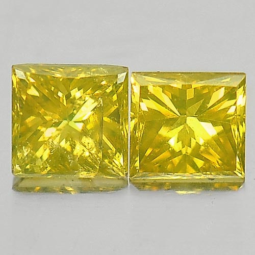 Natural Yellow Loose Diamond 0.28 Ct. 2 Pcs. Square Princess Cut 2.9 Mm.: Product ID: 802103008 Product Name: Natural Enhanced Diamond Weight: 0.28 CT. Size: 2.9 x 2.9 x 2 MM. Shape: Square Princess Cut Color: Yellow Clarity:SI1 Luster: Scintillating Gems Origin: Belgium Tr