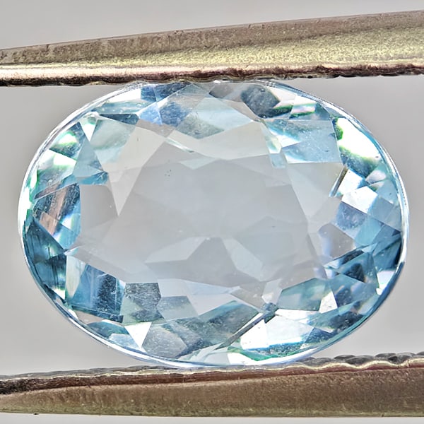 Natural Blue Aquamarine Gemstones 1.41 Ct. Oval Shape 8.1 x 6.2 Mm.: Product ID: 800812387 Product Name: Natural Aquamarine Weight: 1.41 CT. Size: 8.1 x 6.2 x 4.3 MM. Shape: Oval Shape Color: Light Blue Clarity:VSI - SI1 Luster: Good Gems Origin: Brazil Treatment: Unhe