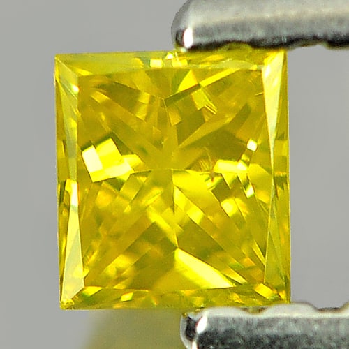 Natural Yellow Loose Diamond 0.12 Ct. Square Princess Cut 3 Mm.: Product ID: 802104062 Product Name: Natural Enhanced Diamond Weight: 0.12 CT. Size: 3 x 3 x 1.8 MM. Shape: Square Princess Cut Color: Yellow Clarity:SI1 Luster: Scintillating Gems Origin: Belgium Trea