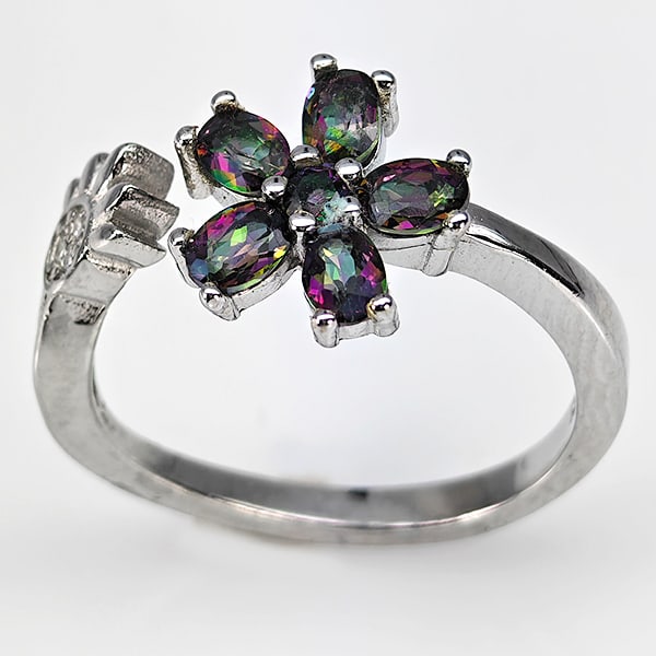 Natural Mystic Color Topaz Gemstones with 925 Sterling Silver Ring Jewelry 3.05 Grams Size 8 (1 of 3)