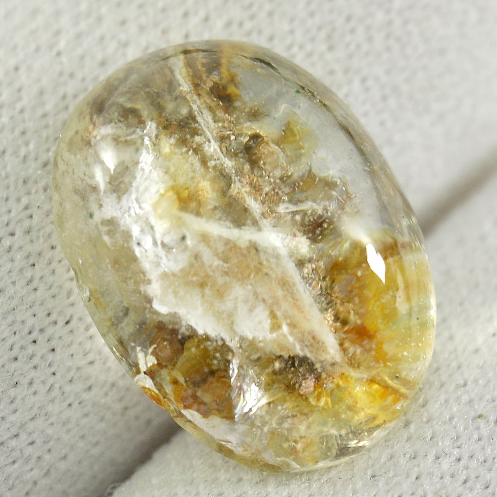 Natural Multi-Color Moss Quartz Gemstones 9.60 Ct. Oval Cabochon Shape 15.7 x 11.8 Mm. (1 of 3)